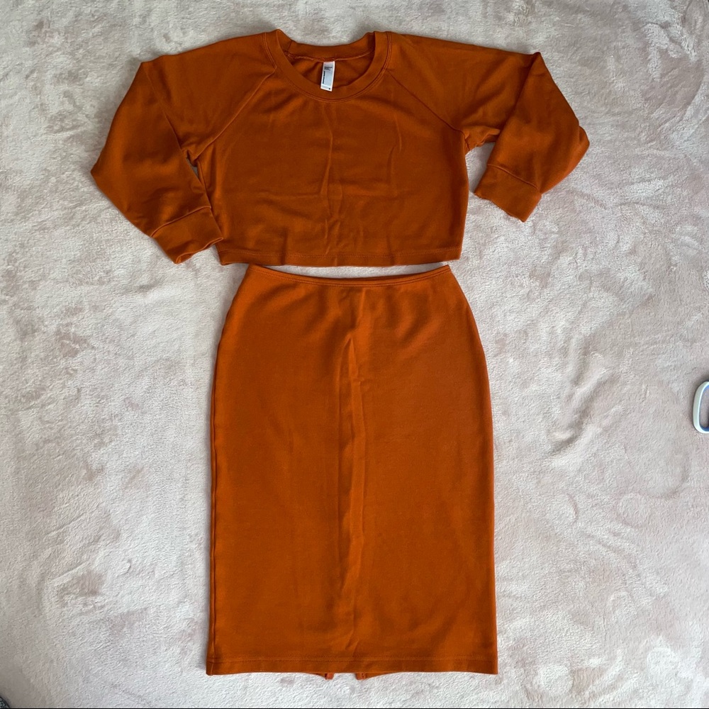 American Apparel two piece set skirt crop top size M